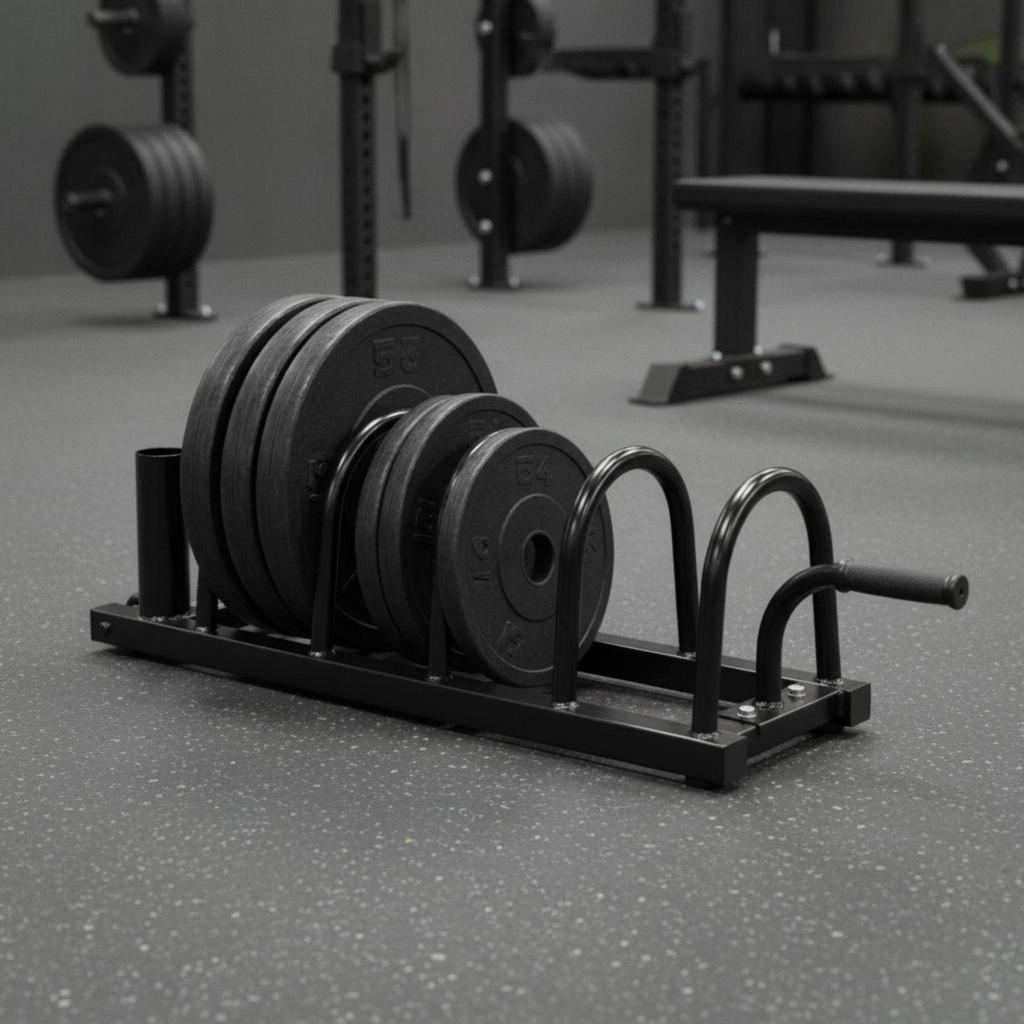Barbell and Plate Storage Rack Heavy-Duty Movable Weight Stand Stable Base