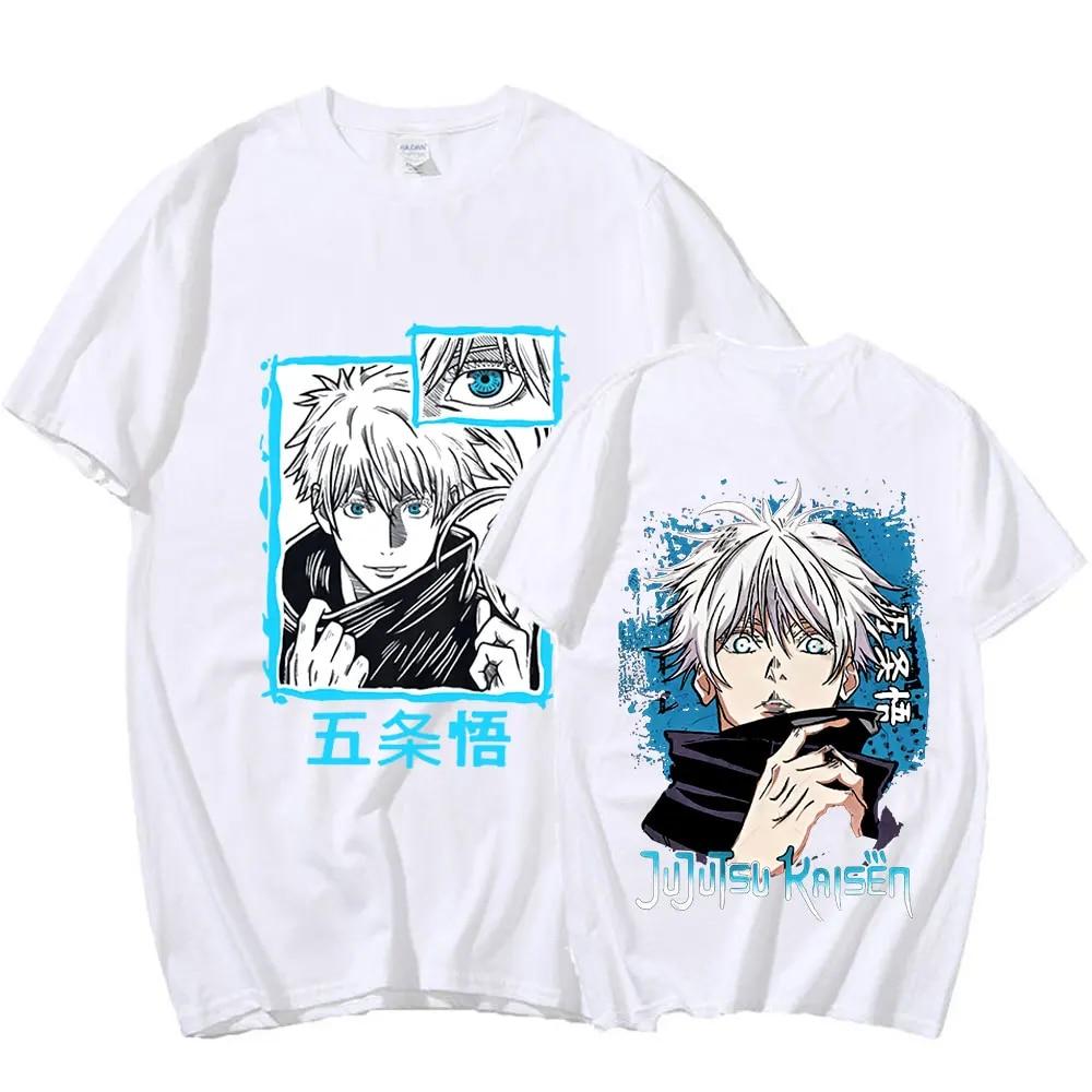 Anime Jujutsu Kaisen Satoru Gojo Graphic Print T-shirt Unisex's WoUnisex O-Neck Short Sleeve Cotton T Shirt Oversized Streetwear