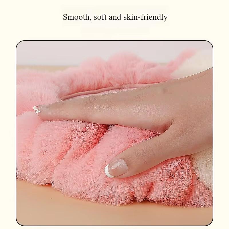 Two-color Rabbit Elastic Car Steering Wheel Cover for Women's Winter Mini Cute Plush Non-slip Advanced Steering Wheel Cover