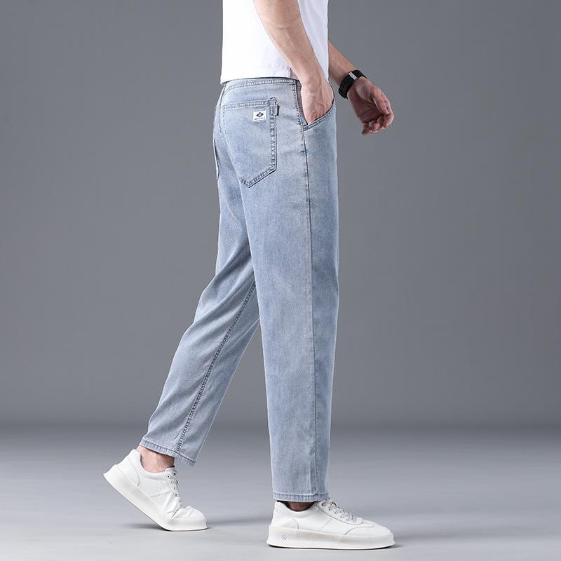 Jeans Men's Nine-Point Tencel Soft Lyocell Jeans Men's Summer Thin Straight Leg Loose Casual Nine-Point Pants