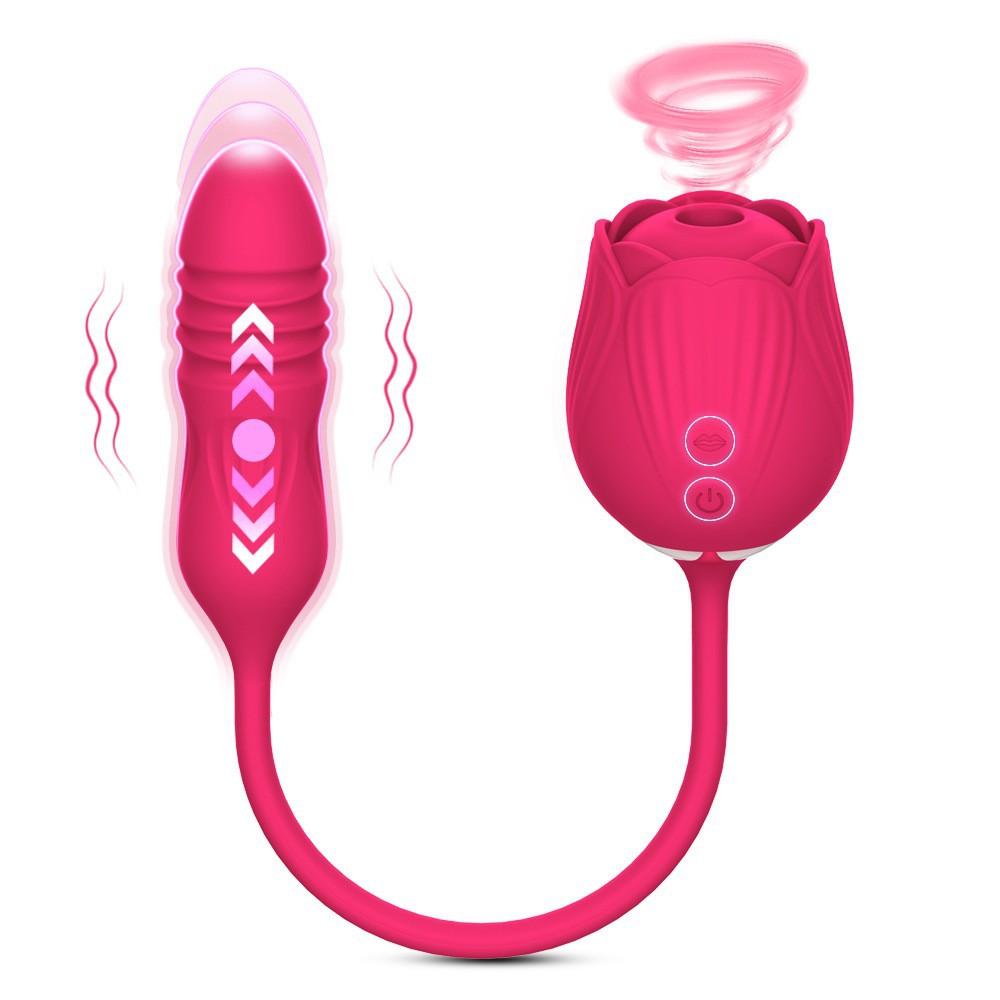 3 In 1 Rose Toy Vibrator for Woman Tongue Licking \nClitoral Stimulator Thrusting G Spot Dildo Clit Nipple Licker for Women Goods