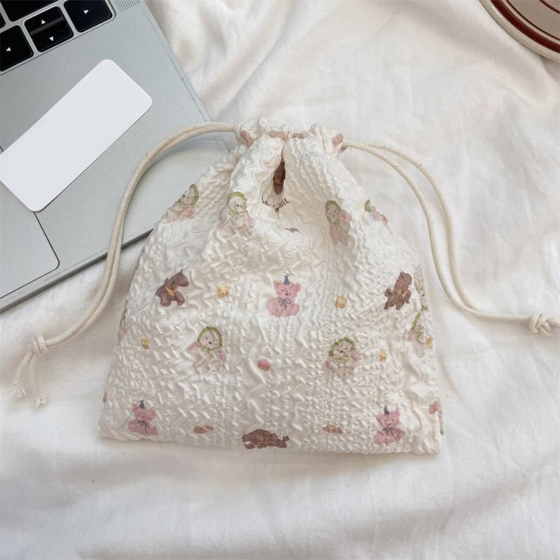 1PC Drawstring Sundry Storage Bag Cartoon Drawstring Bag Bear Multi-Functional Cloth Bag Dustproof Portable Organiser Multi-Style