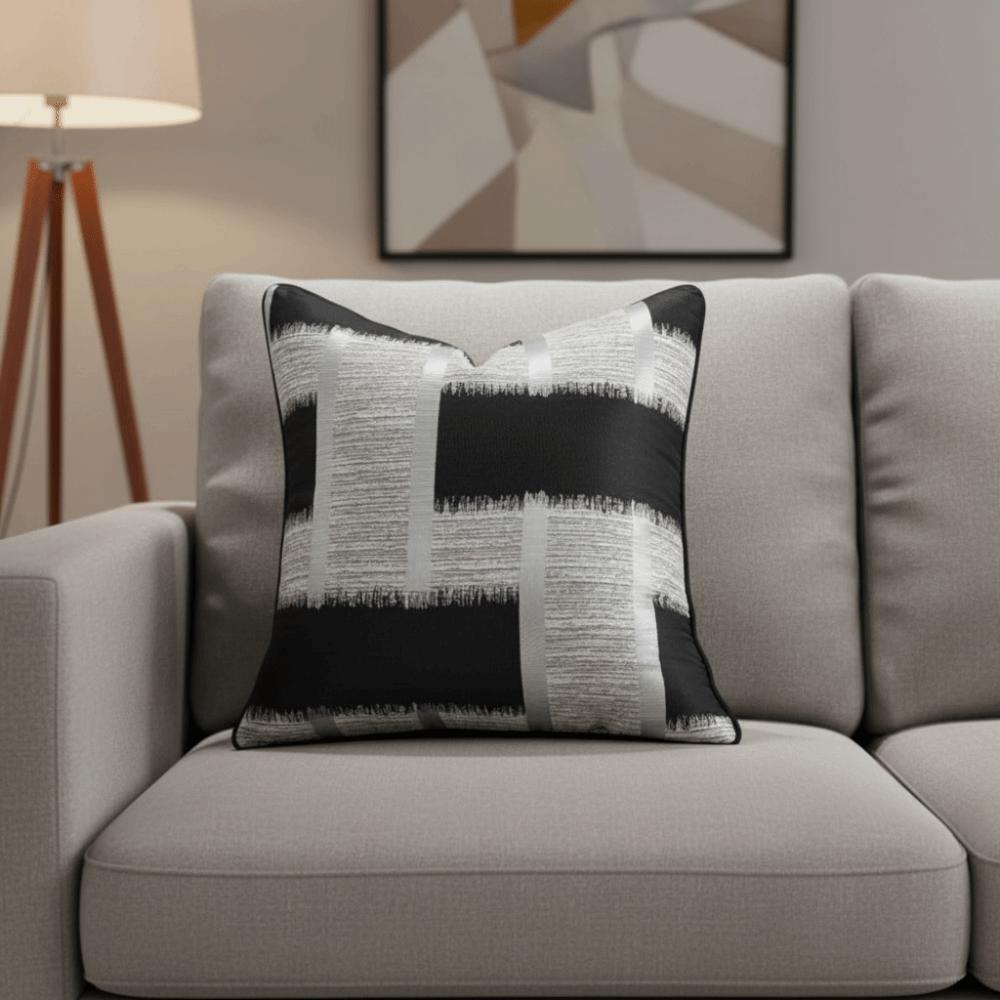 Geometric Weaving Patterns Silk Texture Throw Pillow Cover Zipper Closure Cushion Cover Sofa