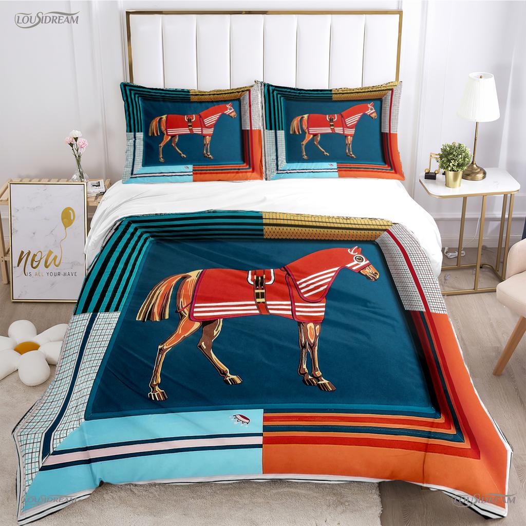 Persia Galoping Horse Al Season Duvet High-End Premium Cover Beding Sets Soft Comfortable Quilt Cover plus Pilowcases Ten Single/Double/Quen/King