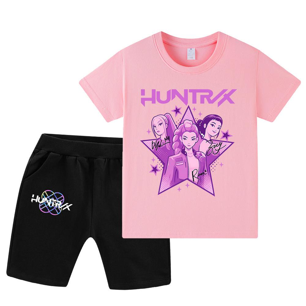WA1209 Kids Boys Girls Kpop Rumi Zoey Mira Print Short Sleeves T-shirt Shorts Pants Sets