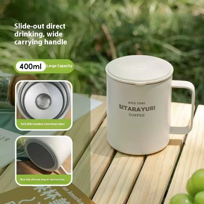 Przenośny kubek termiczny ze stali nierdzewnej, termos próżniowy, kubek na zimne i gorące napoje z uchwytem, kubek samochodowy, termiczny kubek podróżny, kubek izolowany na kawę