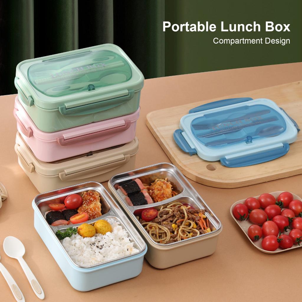 Portable Lunch Box 304 Stainless Steel Leakproof Divided Food Containers with Spoon and Chopsticks