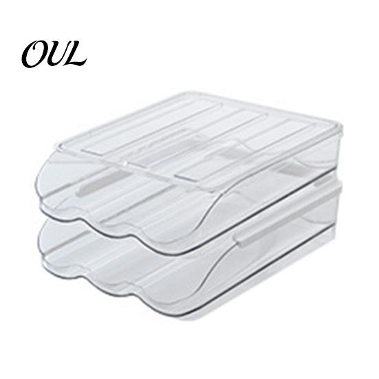 Household Egg Organizer for Fridge Stackable Storage Box, 7 Degree Gentle Slope Design, Easy Access Rolling Tray Transparent Plastic Container
