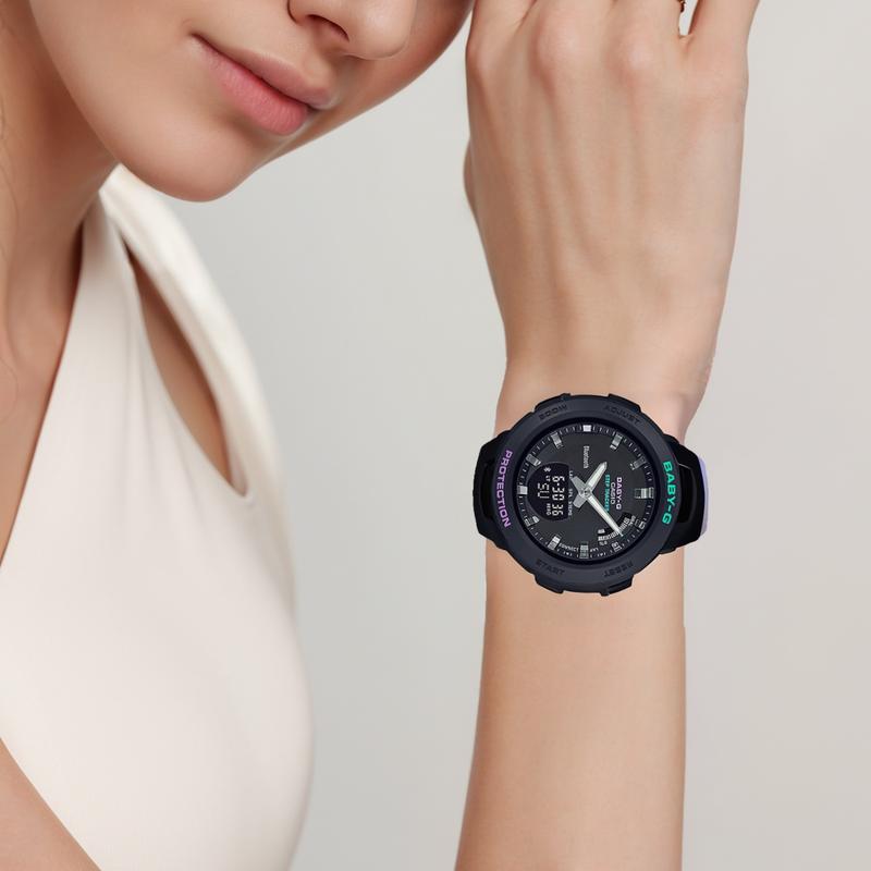 Casio BABY-G Bluetooth pedometer multi-function waterproof and shockproof sports watch quartz movement Japanese and Korean watch women's BSA-B100MT-1A