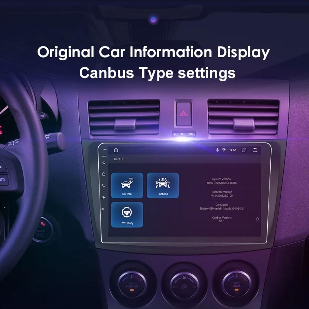 Hizpo 2Din Android 14 for Mazda 3 2010-2013 Car Radio Multimedia Player Stereo Navigation Carplay 4G Speakers Head Unit Intelligent Video Audio GPS