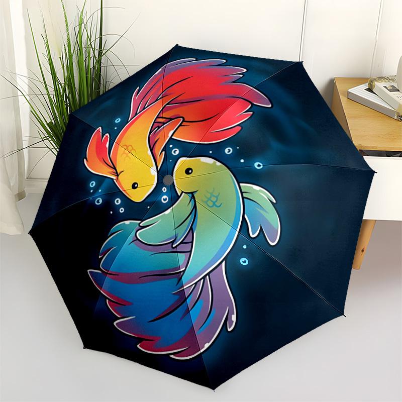 1pc Koi Fish Automatic Umbrella - Automatic Opening And Closing, Sturdy Iron Frame, Portable Folding Design yy251018132