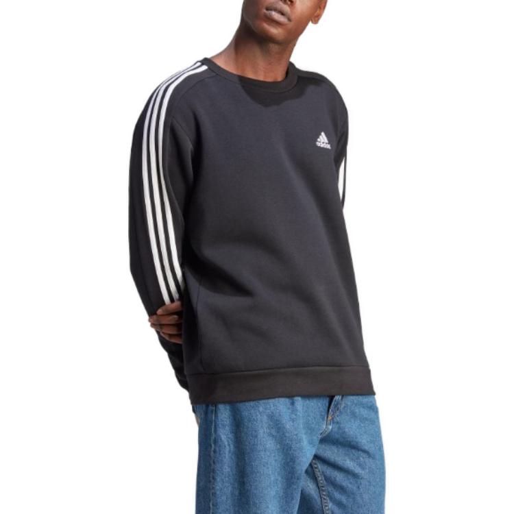 adidas Felpa Girocollo Colorblock a Tre Strisce Uomo Top Nero IB4027
