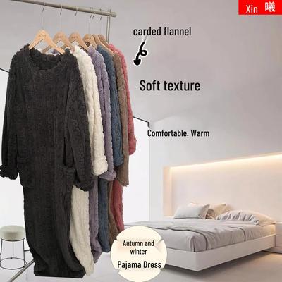 Cozy Plus-Size Cotton Velvet Quilted Robe: Long Sleeve, Knee-Length, Thick & Warm