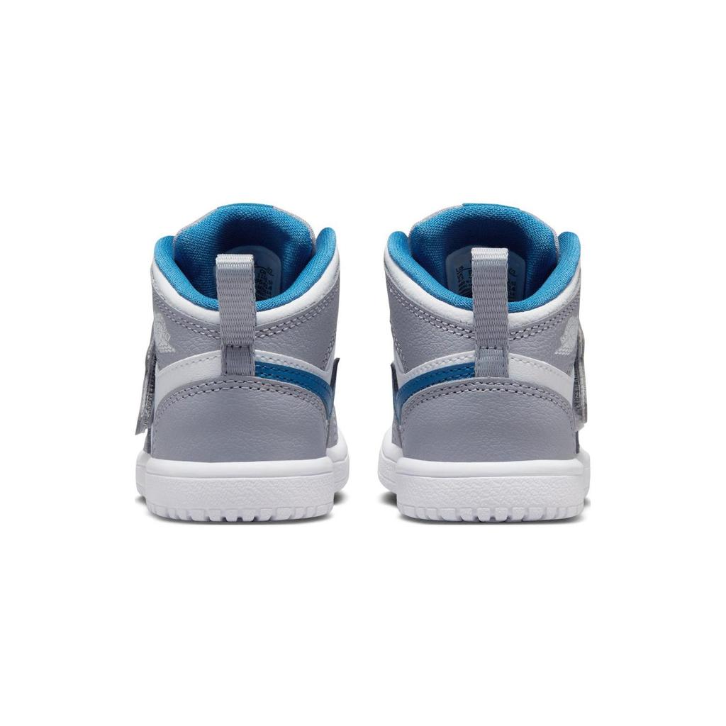 Jordan Air Jordan 1 Slip Resistant Abrasion Resistant Mid top Toddler Shoes Gray Blue Infant And Toddler BQ7196-014