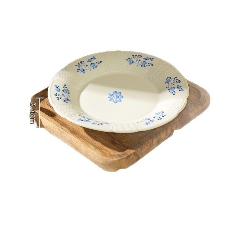 French Blue Flower Retro Tableware Set, High-Value Ceramic Bowls, Plates, Bowls, Housewarming, New Year'S Dish Set, Household