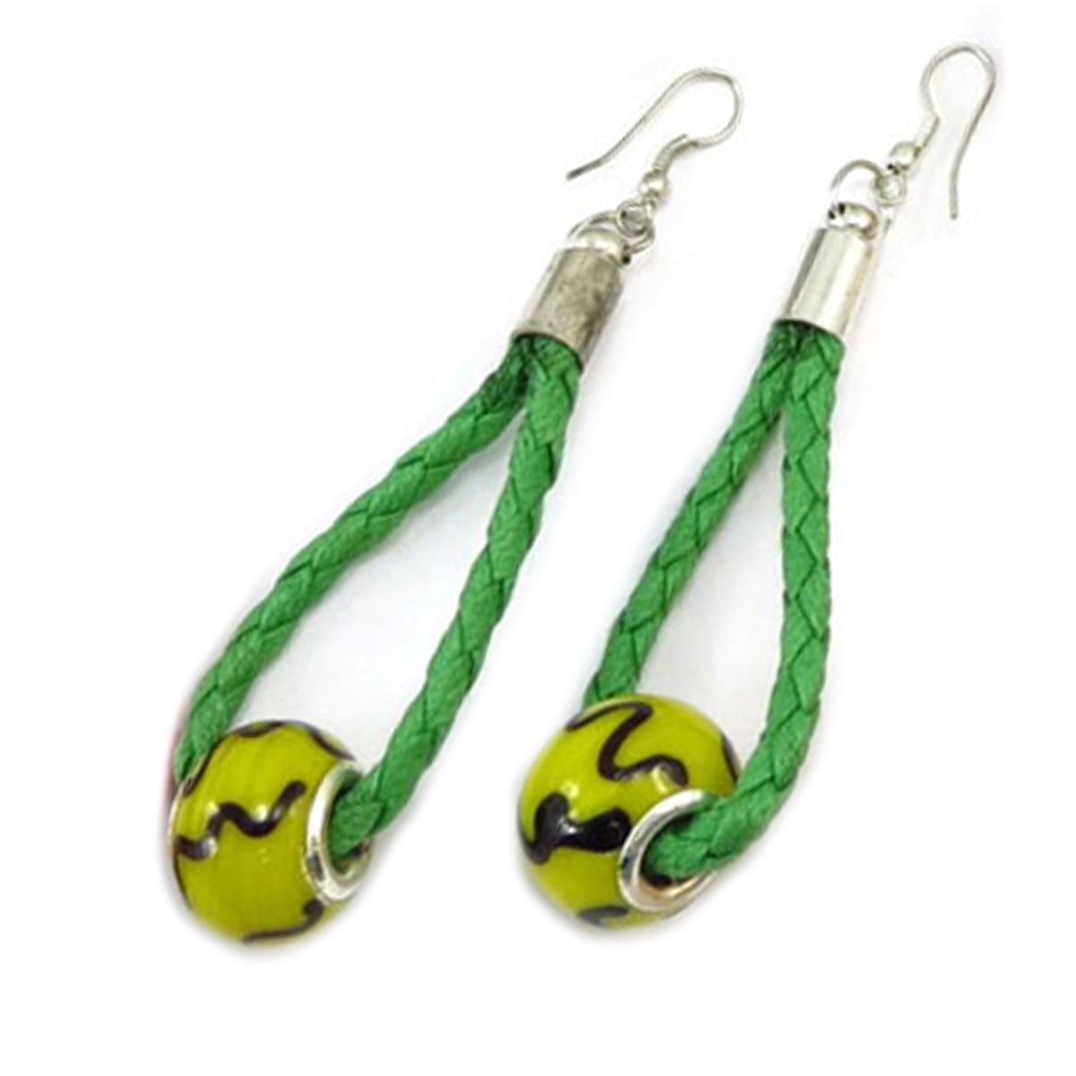 

Les Trésors De Lily [R3190] - Этнические серьги Килиманджаро зеленые - 75x20 мм