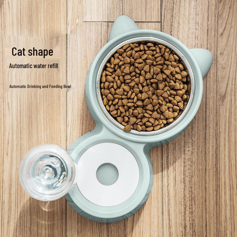 Anti-Spill Pet Food & Water Bowl Set for Cats & Dogs - Automatic Drinking Bowl Included