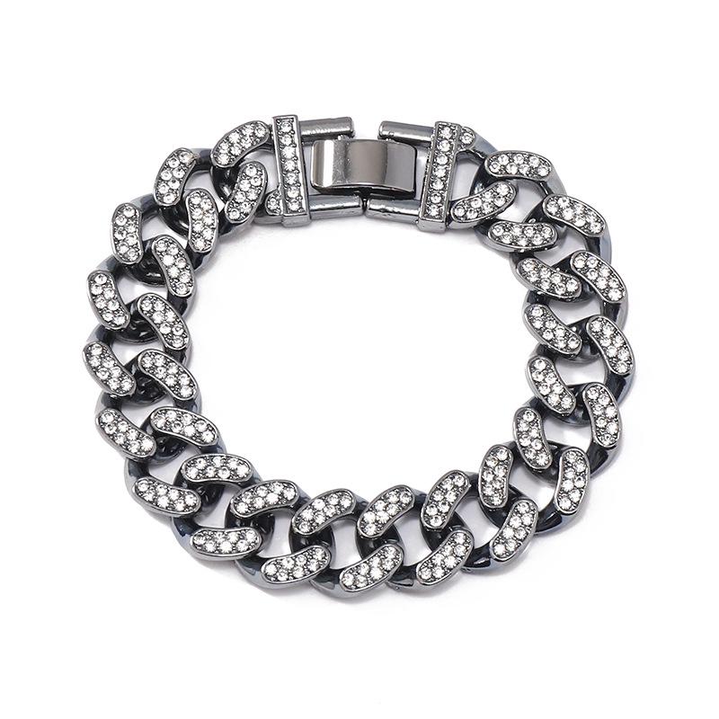 Men s Trendy Diamond Cuban Bracelet - Versatile Hip Hop Titanium Steel Jewelry for Boys & Couples