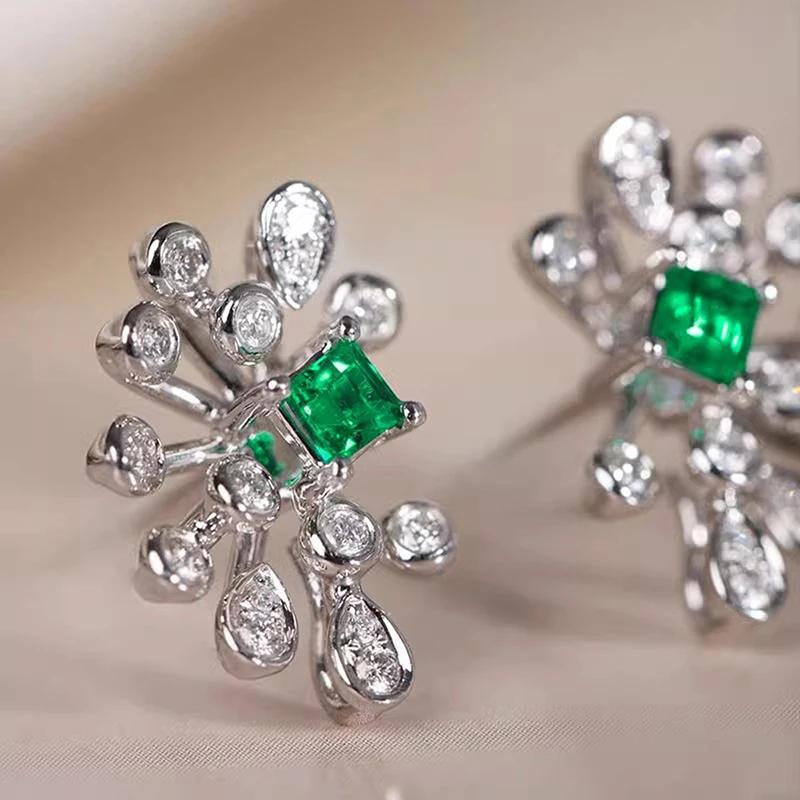 Xiaomi Huitan Fashion Design Women Stud Earrings Elegant Versatile Daily Lady Party Accessories Inlaid Shiny Green CZ Luxury Jewelry