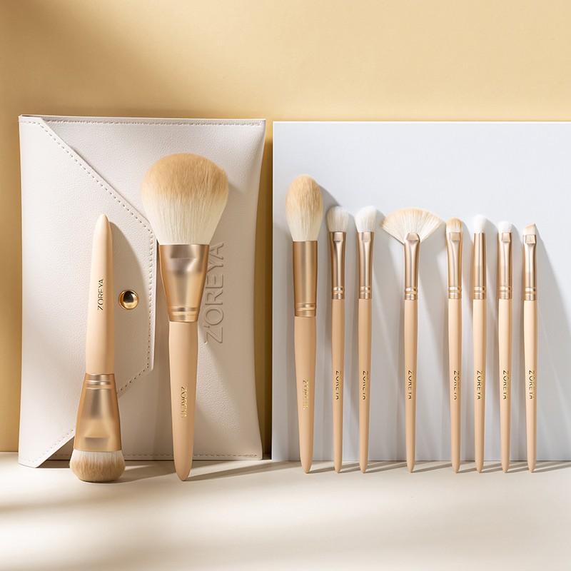 Cangzhou Morandi Series Storage Bag Set Soft Hair Eyeshadow Blush Brush Makeup Brush Full Set Concealer Brush Morandi color series [storage bag] бежевый