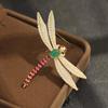 Designer niche micro-inlaid zircon colored stone dragonfly brooch two-color insect gold-plated pin men's and women's coat accessories