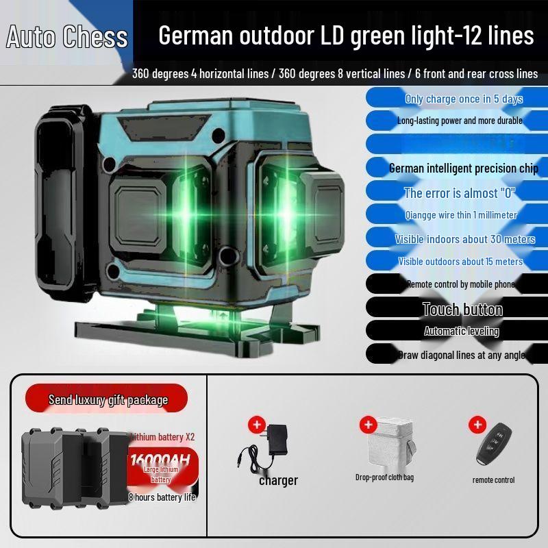 

High-Precision Wall-Mounted Outdoor Green Laser Level with 16 Lines