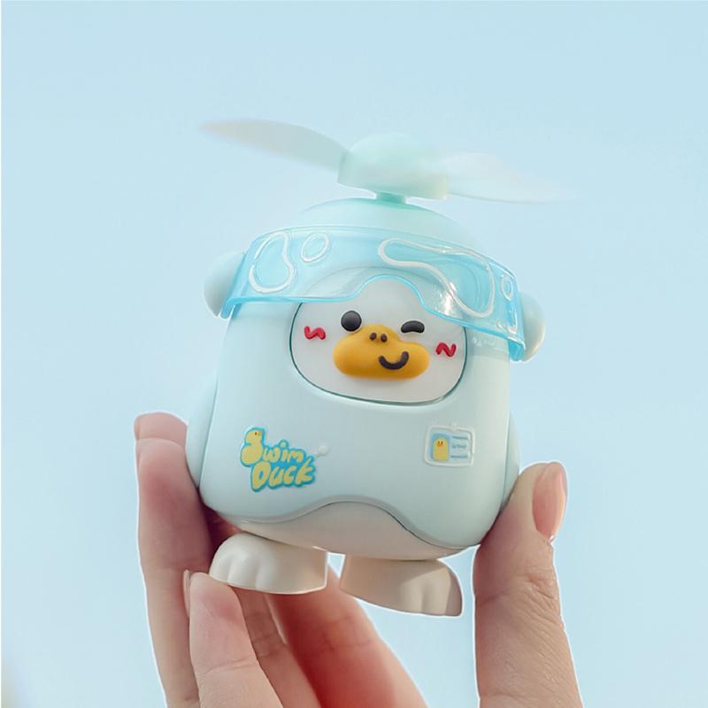 Swim Duck Outdoor Portable Electric Fan USB Rechargeable Mini Hanging Neck Fan Adjustable Cooling Mini USB Desk Handheld Fan Color box&USB