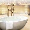 Antique Wall /Floor Mounted Bathtub Shower Faucet Dual Handles Free Standing Swivel Spout Faucet Bathtub Hot Cold Mixer Tap 6050