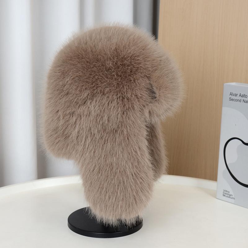Custom Faux Fur Lei Feng Winter Hat with Earflaps - Thick, Warm, Outdoor Adult Hat with Color Options.