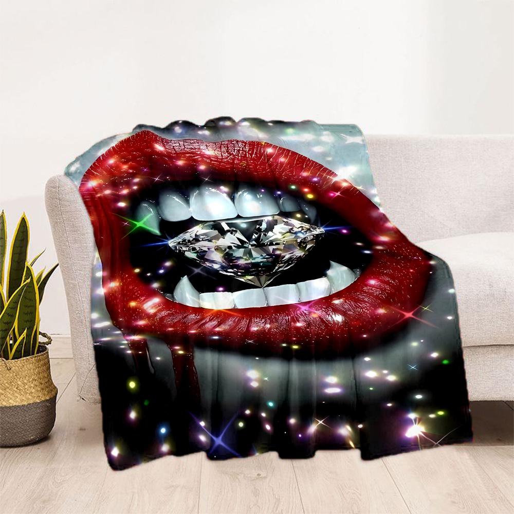 Lips Blanket Soft & Cozy Suitable for Office Chair Bedding Office All-Season Use Warmthful Decor Ideal Gift for Friends Family Couples Picnic
