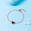 Creatief Patroon Hol Hart Nieuw Rode Agaat Armband Koper Verguld Roségoud Eenvoudige En Veelzijdige Accessoires
