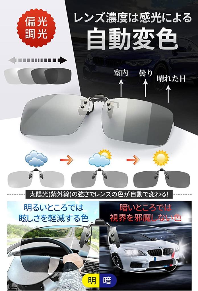 KANGYONG Photochromic Clip-On Sunglasses - Polarized Lenses, Attaches Over Glasses, Flip-Up Design, Suitable for Driving and Other Uses.