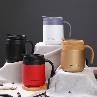 Neue Edelstahl-Thermosbecher mit Griff Tee Bürobecher Tragbar Paar Kaffeetasse