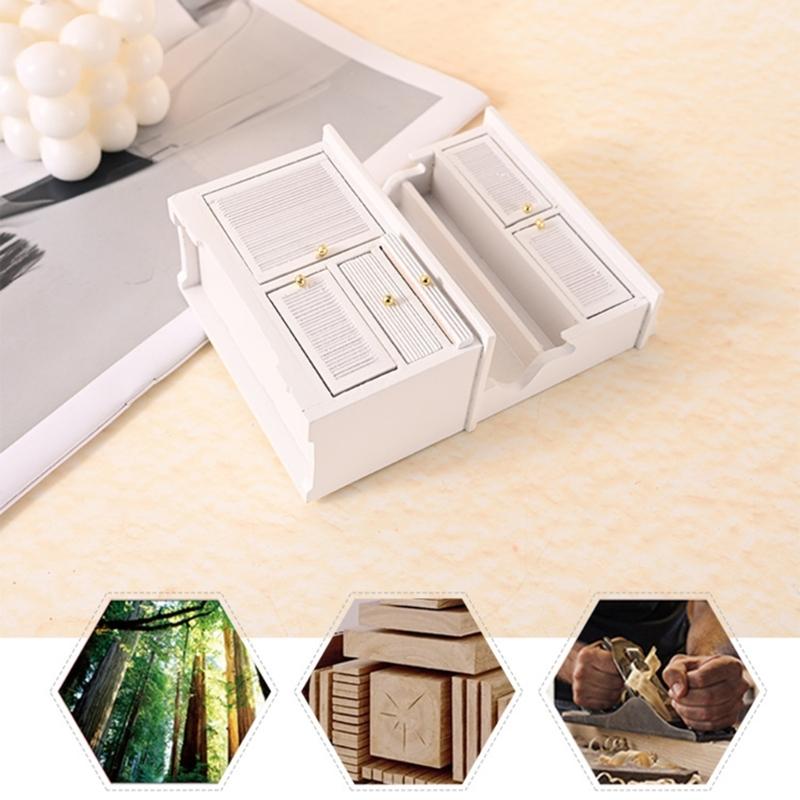 Wooden Miniature Sideboard Cabinet with Functional Door for 1/12 Dollhouses Furnishing Realistic Landscape Scene Decors
