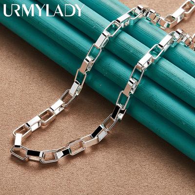 Quadratische 18-Zoll-Halskette aus 925er Sterlingsilber für Damenmodeschmuck
