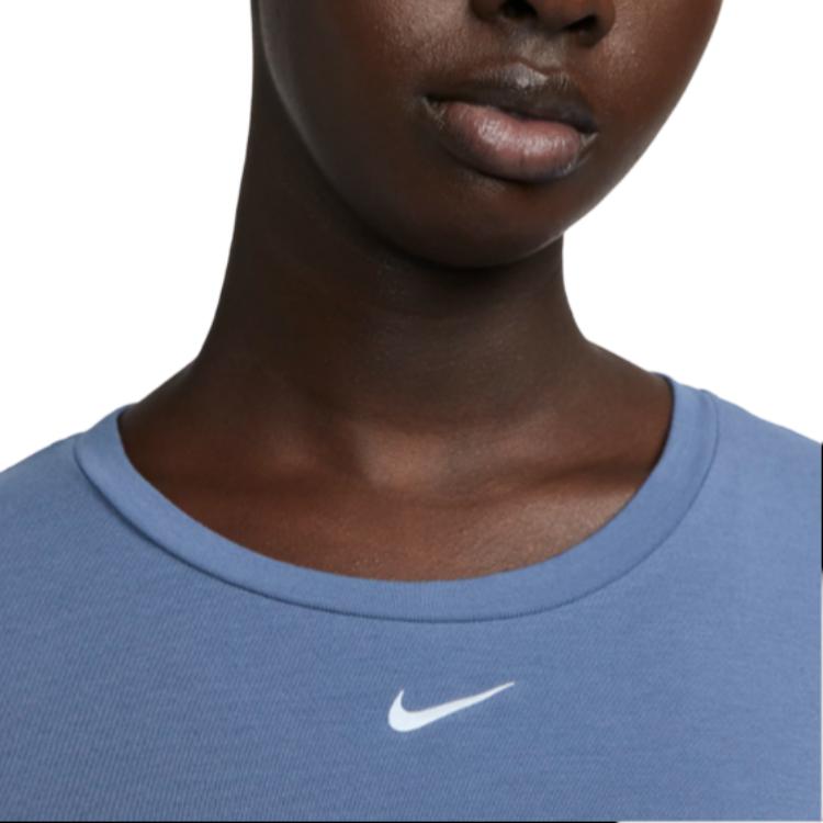 Nike Dri-FIT UV One Luxe Solid Logo Round Neck Sports Short Sleeve T-Shirt Women Tops Diffuse-Blue DD0618-491