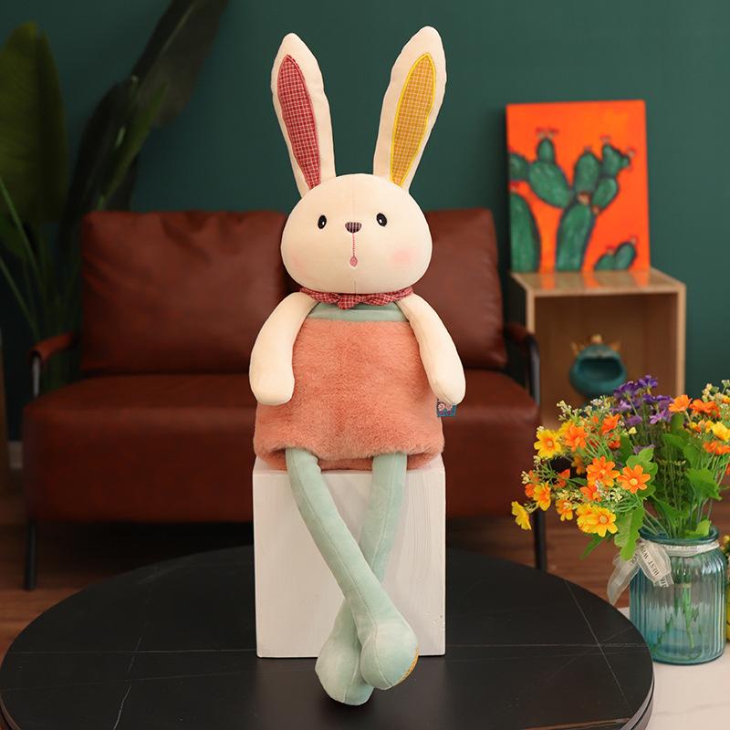 Ziehbare Ohren Kaninchenpuppe Schlafkissen Plüschtier Kuschelpuppe Warmer Sonnenbär Puppe Junge und Mädchen
