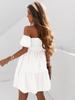 Women Off Shoulder Midi Dress Summer Sexy Short Solid Sleeve Ruffles Dresses Fashion Casual Holiday Sundress Loose Vestidos