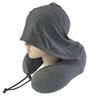 Removable Travel Neck Pillow Washable Cover Adjustable U-shaped Pillow with Cap with Storage Bag Comfortable Hooded Pillow
