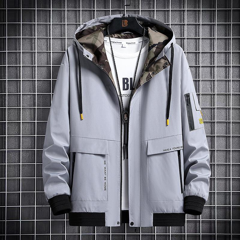 Men's Autumn and Winter Hooded Jacket Men's Trend Loose Handsome Fleece Thickened Tooling Jacket