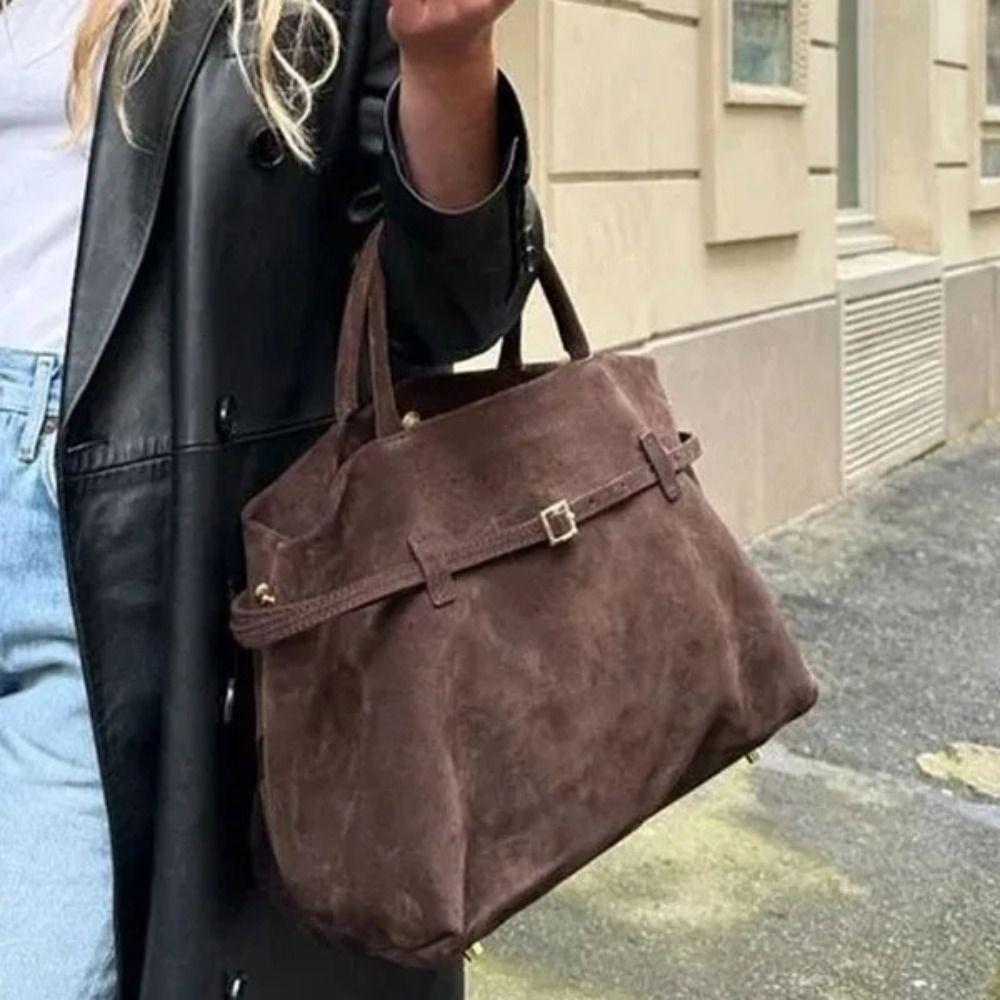 Korean Style Suede Shoulder Bag Tote Bag Underarm Packs Casual Matte PU Handbag  Girls