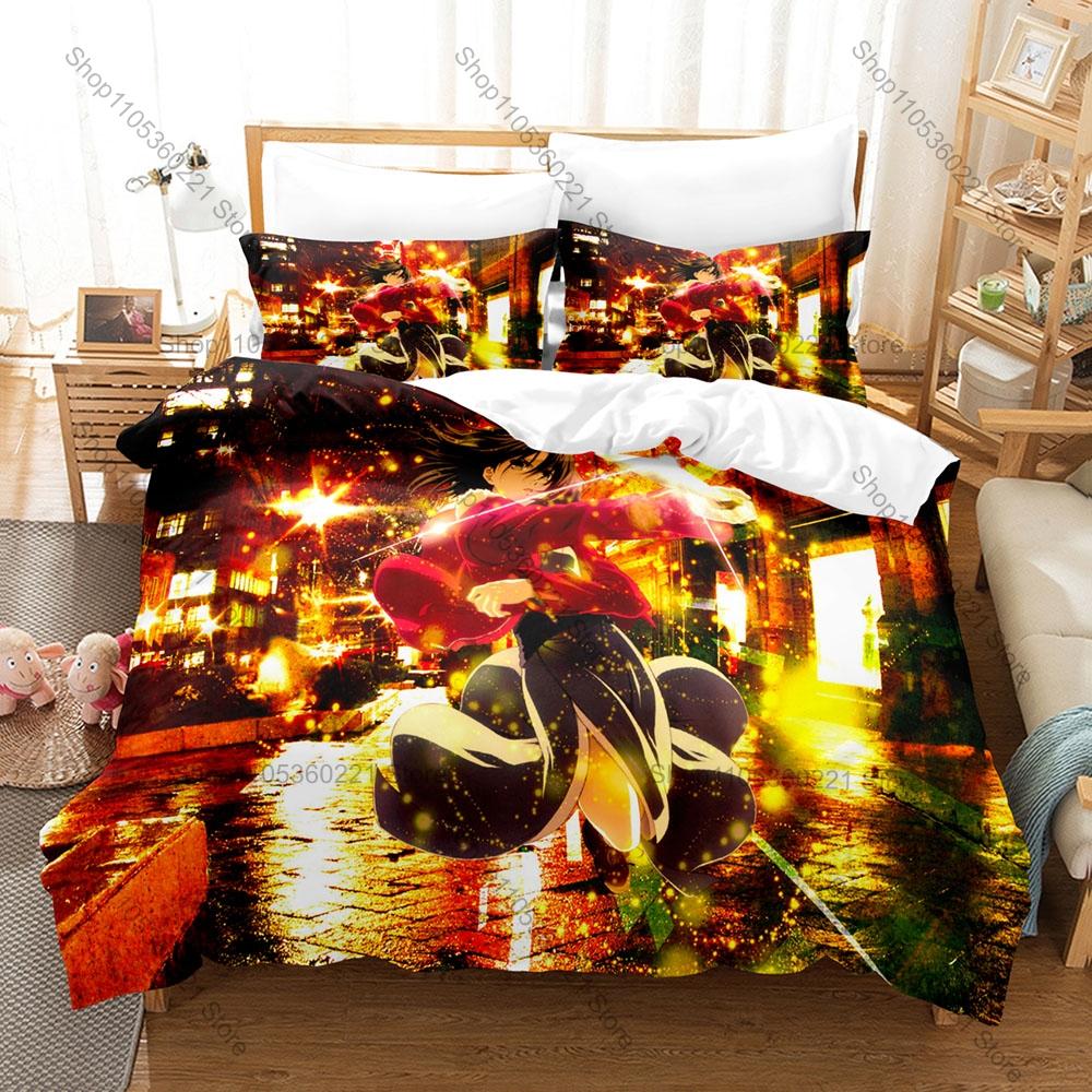 Microfiber Kara no Kyoukai Urban Supernatural Thriller Dark Town Magic Mystery Themed 3PCS Bedding 1 Duvet Cover + 2 Pillowcases