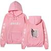 Attack on Titan Unisex Fleece Hoodie Front Japanese Text, Back Wings of Freedom Logo Autumn Winter Casual Pullover