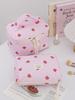 Stylish Quilted Cotton Makeup Bag with Cute Strawberry Design