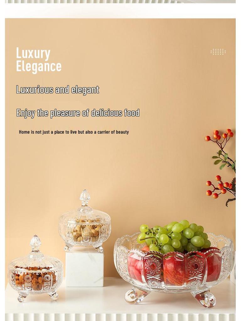 Luxury Crystal Three-Tier Fruit Bowl for Living Room