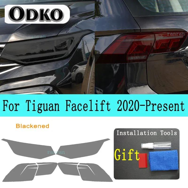 Car Headlight Tint Smoked Black Protective Film TPU Stickers For Tiguan Facelift -Present Accessories Anti-Scratch Repair