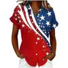 Womens Loose Fit Short Sleeve Printed Shirt Casual Vacation Style Collared Open Front Top