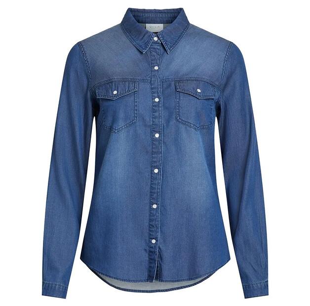 Vila Bista Langarm Denimhemd
