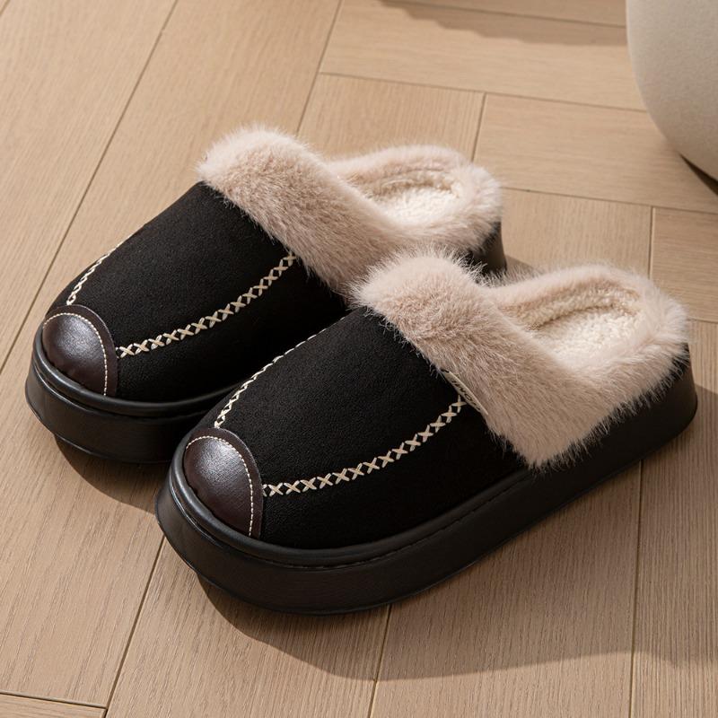New Wool Cotton Slippers Home Thickened Non-slip Couple Cotton Slippers Winter Plush Cotton Slippers