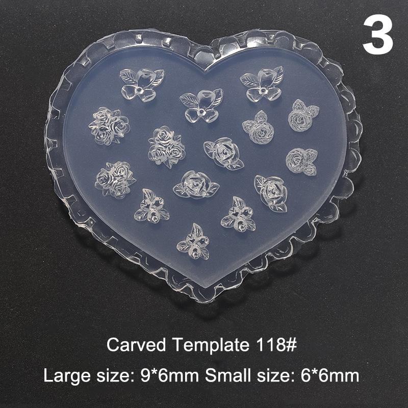 3D Nagel Carving Siliconen Transparante Sjabloon Mal Nail Art Diy Handgemaakt Gereedschap Kleine Kralen Polymeerklei Mal Manicure Decor